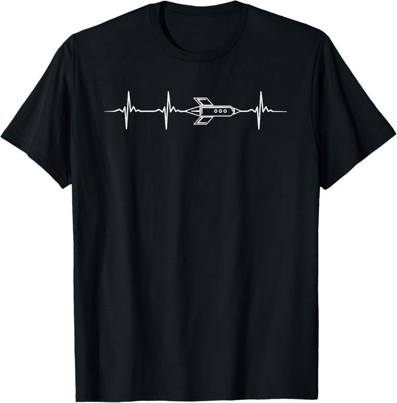 100% Cotton Great rocket heartbeat design T-Shirt