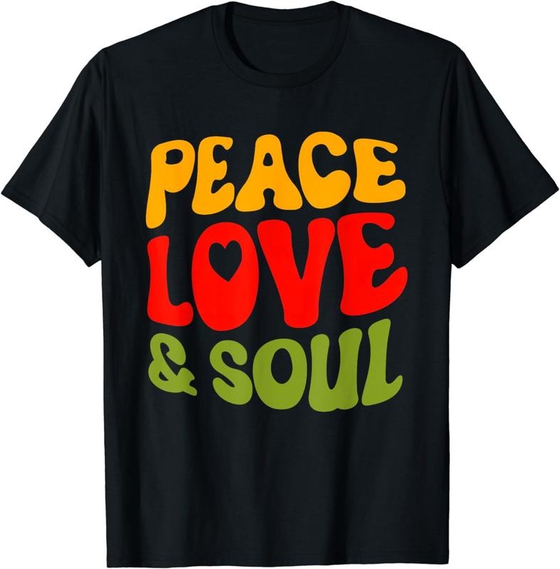 [100% Cotton]Groovy Peace Love & Soul R&B Music Retro Vintage 90s Lovers T-Shirt