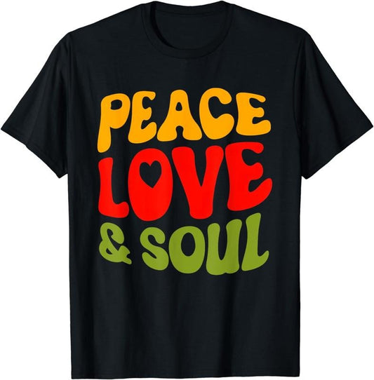 [100% Cotton]Groovy Peace Love & Soul R&B Music Retro Vintage 90s Lovers T-Shirt