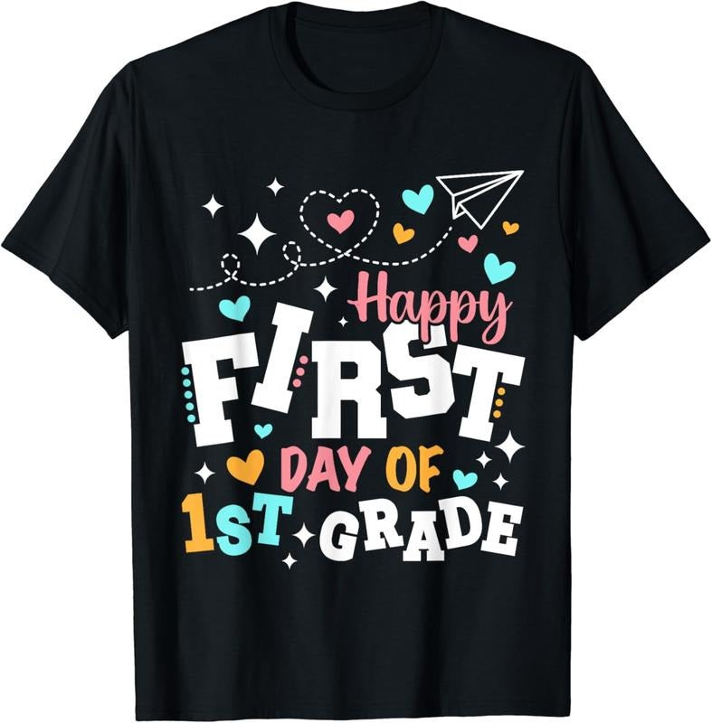 [100% Cotton]Happy First Day Of First Grade 1st Grade First Day Of School T-Shirt Hoodie, Sweatshirt | WearSparks.com