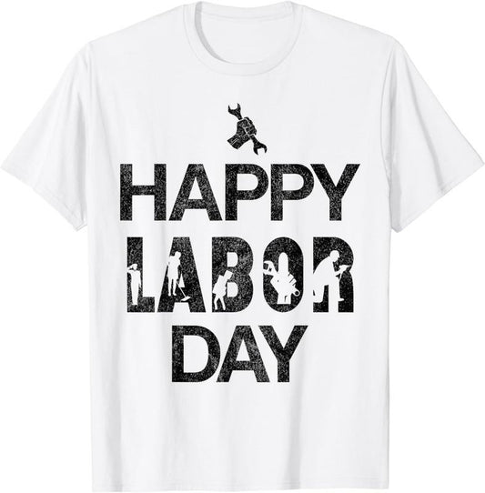 [100% Cotton]Happy Labor Plus-size vent Day Graphic Celebrate American Workers T-Shirt