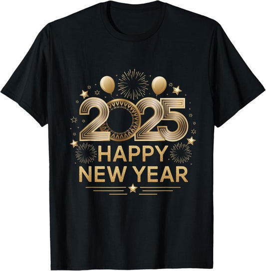 100% Cotton Happy New Year 2025 New Years Eve Countdown Celebration T-Shirt