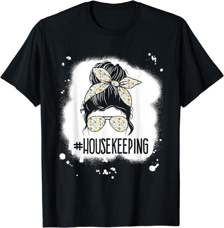 [100% Cotton]Housekeeping Life Messy Bun Housekeeper Clean House T-Shirt Hoodie, Sweatshirt | WearSparks.com