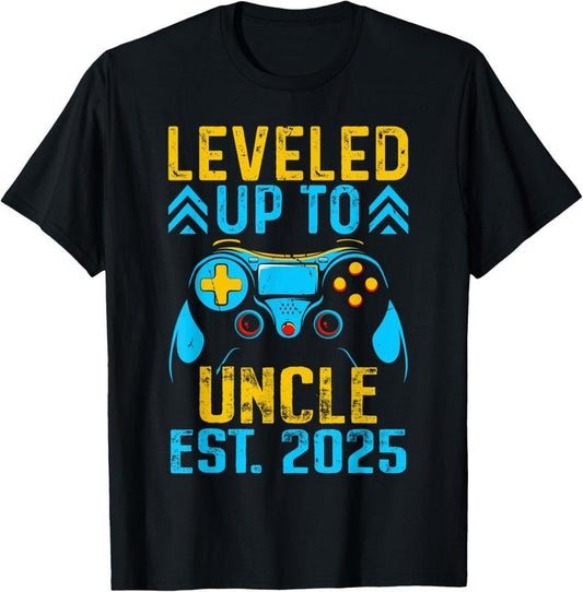 100% Cotton I Leveled Up To Uncle 2025 Pregnancy Announcement New Uncle T-Shirt