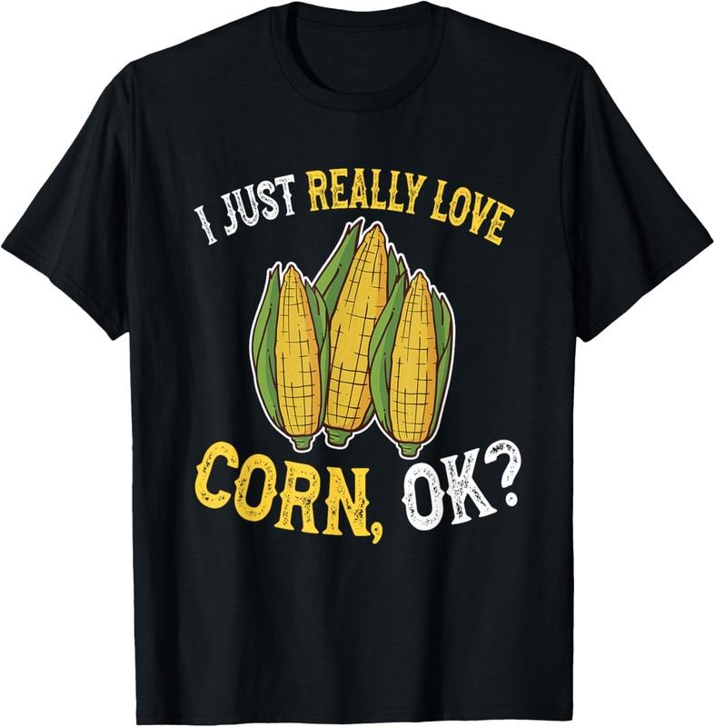 100% Cotton I Love Corn OK - Cute and Funny Corn on the Cob T-Shirt