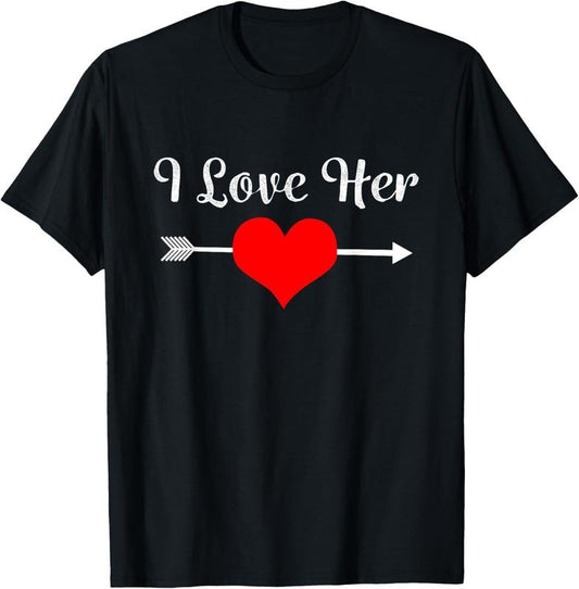 100% Cotton I Love Her Shirt for Couples Matching Sets for Him And Her T-Shirt