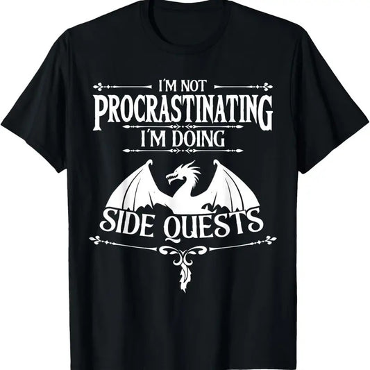 100% Cotton I'm Not Procrastinating I'm doing Side Quests RPG Gamers T-Shirt