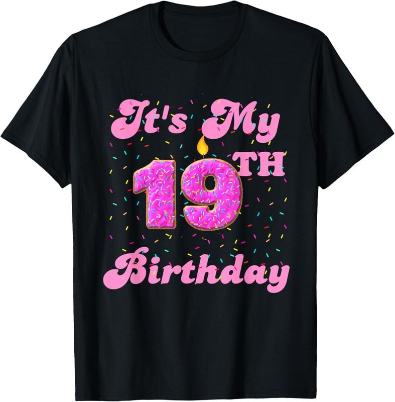 100% Cotton It's My 19th Birthday Donut 19 Years Old Bday T-Shirt