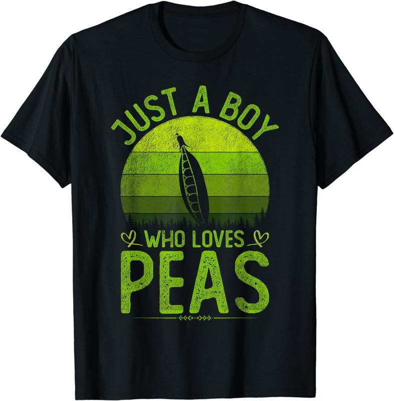 [100% Cotton]Just A Boy Who Loves Peas, Vintage Peas Boys kids Men's T-Shirt