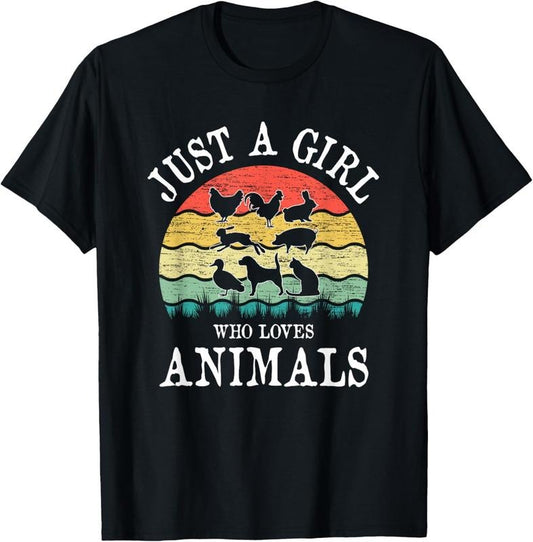 100% Cotton Just A Girl Who Loves Animals T-Shirt