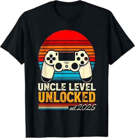 100% Cotton Leveled Up To Uncle 2025 Promoted To Uncle Level Unlocked T-Shirt