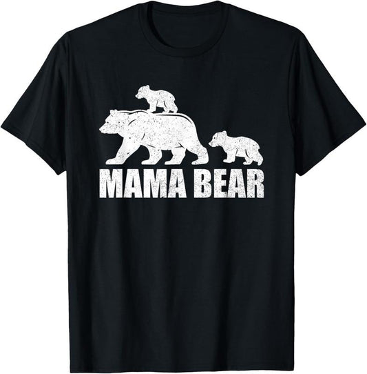 100% Cotton Mama Bear 2 Cubs Shirt Mama Bear Twin TShirt Mom 2  T-Shirt