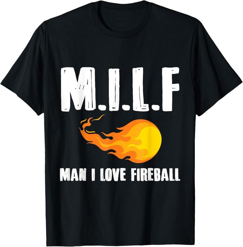 100% Cotton Man M I L F I Love Fireball T-Shirt Gift Tee T-Shirt