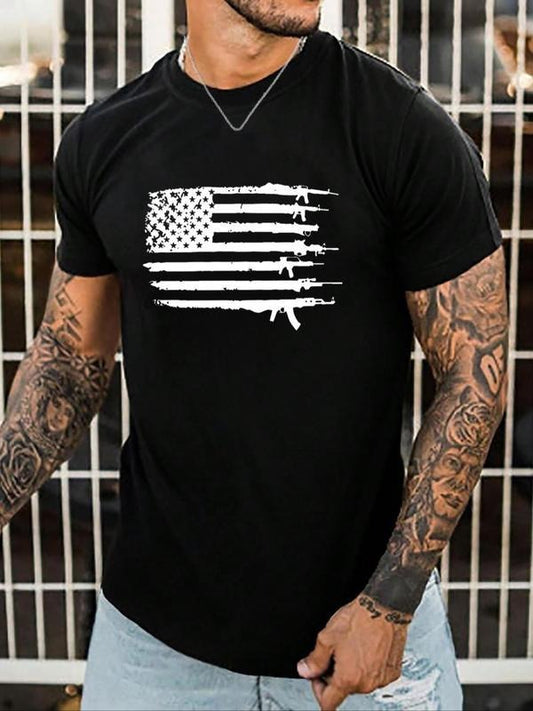 [100% Cotton]Men's Flag Print Round Neck 4th of July Tee, Summer Outfits 2024, Regular Fit Casual Streetwear Short Sleeve Crew Neck T-Shirt for Summer, Graphic Tees, Fashion Men's Top for Daily Wear