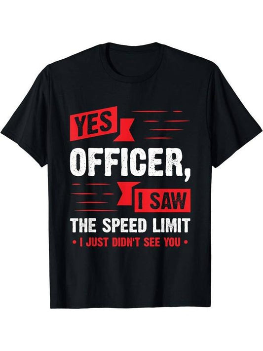 [100% Cotton]Mens Speed Limit T-Shirt - Sleek Crew Neck, Breathable Short Sleeves, Fashionable Sports Style - Ultra-Comfortable