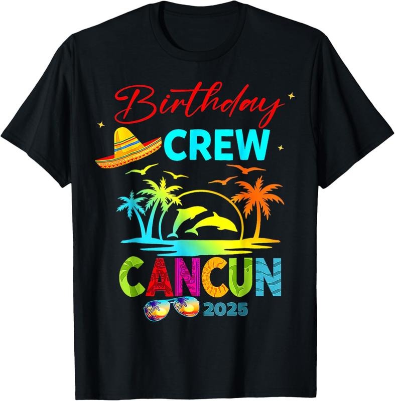 100% Cotton Mexico Cancun Birthday Boy Trip Vacation 2025 Matching Group T-Shirt