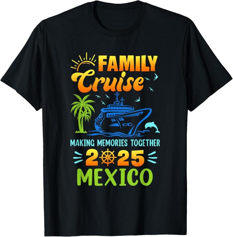 100% Cotton Mexico Cruise 2025 Family Friends Group Vacation Matching T-Shirt