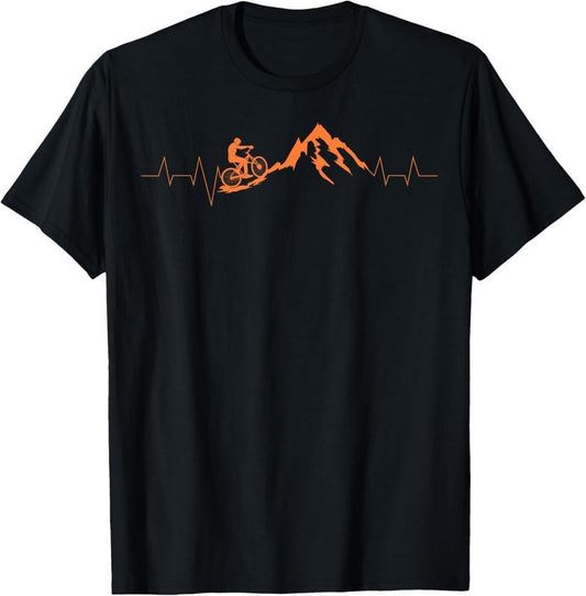100% Cotton Mountain Bike Heartbeat Shirt | Cute Bike Heartbeat Tee Gift T-Shirt
