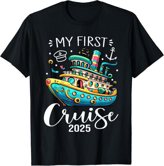 100% Cotton My First Cruise 2025 Cute Family Vacation Cruising T-Shirt