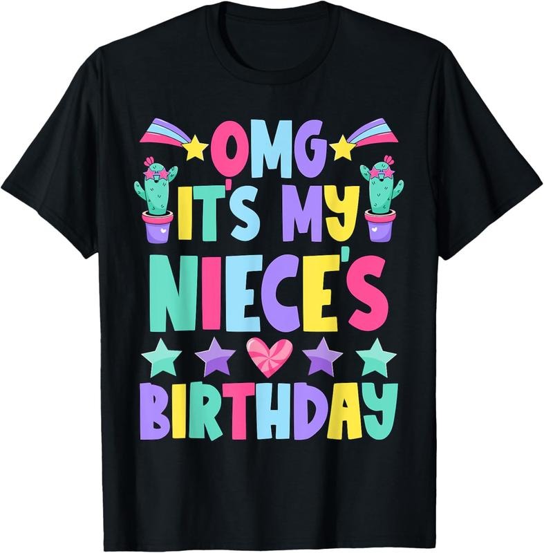 100% Cotton OMG It's My Niece's Birthday Funny Uncle Aunt Birthday T-Shirt
