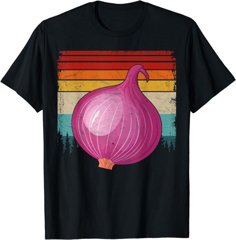 [100% Cotton]Onion Vintage Distressed Retro Style Cool Onion T-Shirt