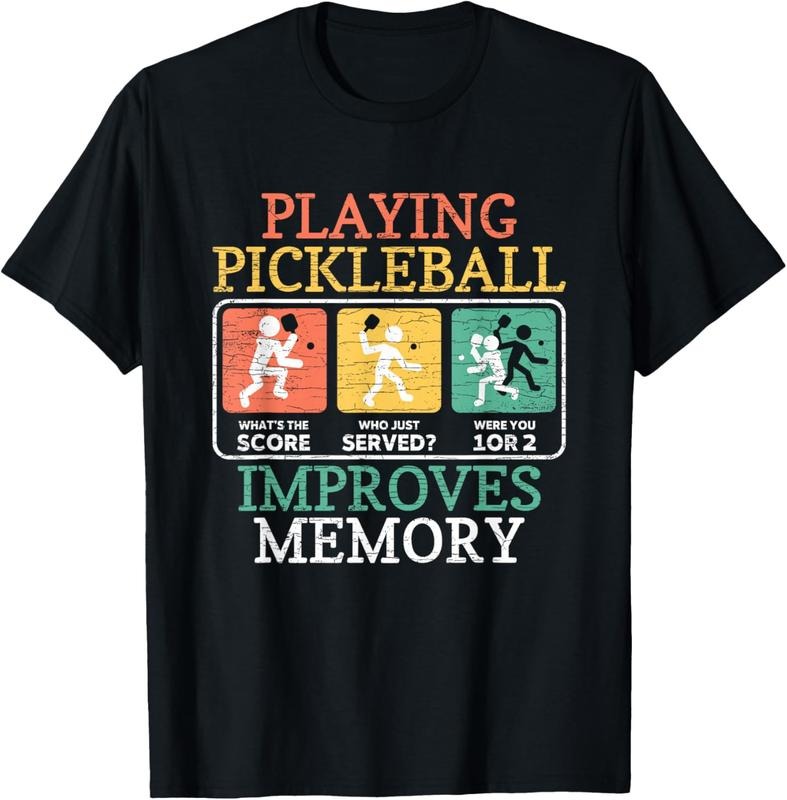 100% Cotton Playing Pickleball Improves Memory Pickleball T-Shirt