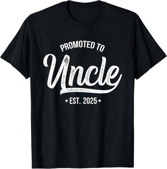 100% Cotton Promoted To Uncle 2025 New Uncle Announcement Uncle Est 2025 T-Shirt
