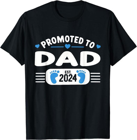 [100% Cotton]Promoted to Dad 2024 First Time Dad T-Shirt Hoodie, Sweatshirt | WearSparks.com