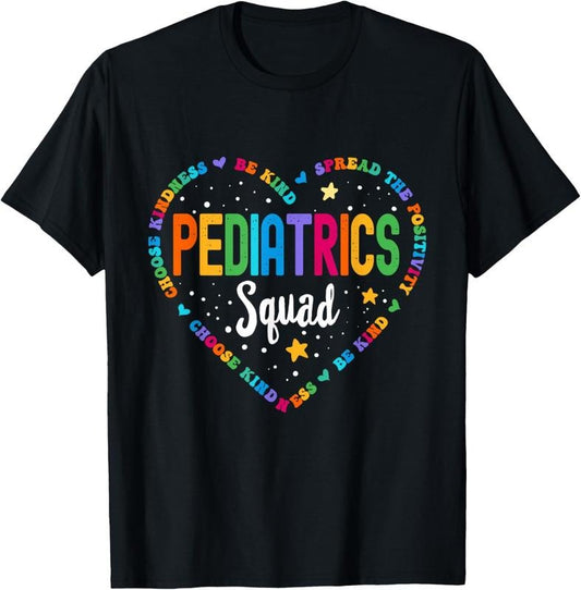 100% Cotton Retro Pediatrics Squad Heart Peds Registered Nurse School T-Shirt