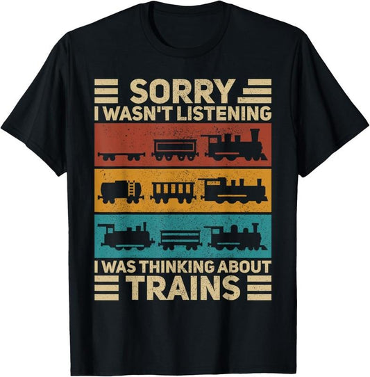 100% Cotton Retro Wagon Train Lover Model Railroad Conductor Funny Train T-Shirt