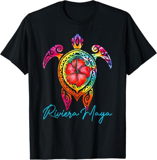 100% Cotton Riviera Maya Mexico Tie Dye Sea Turtle Family Vacation 2025 T-Shirt
