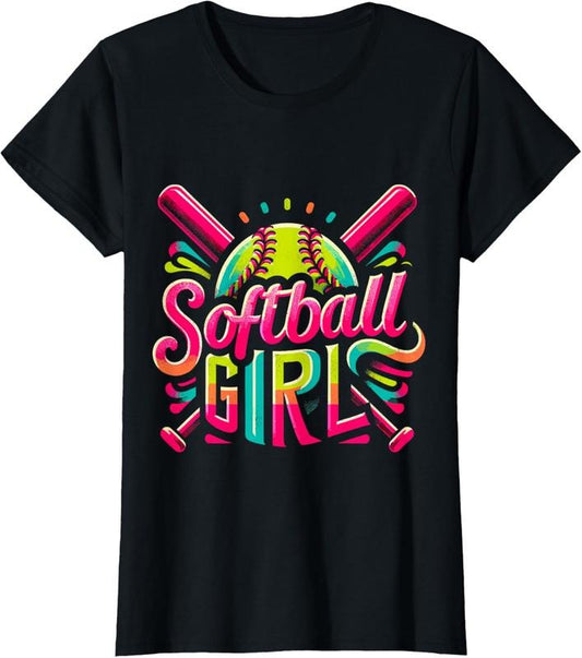 100% Cotton Softball Girl Softball Player Fan T-Shirt