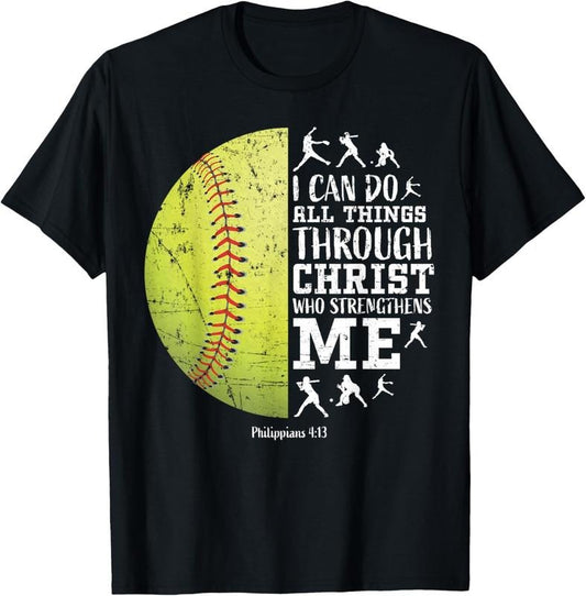 100% Cotton Softball Shirts For Women Gifts Softball T Shirts Teen Girls T-Shirt