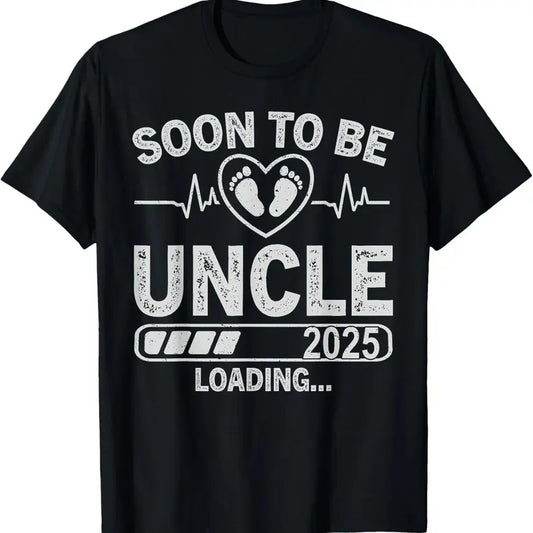 100% Cotton Soon to Be Uncle 2025 Loading Funny Pregnancy Announcement T-Shirt