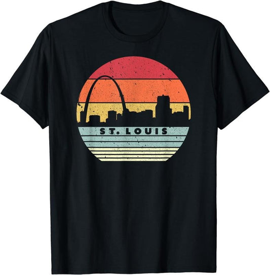 [100% Cotton]St. Louis Souvenir Shirt. Retro Style USA Skyline T-Shirt