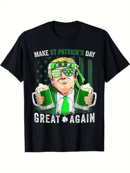 [100% Cotton]St. Patrick'S Day Print, Men'S Cotton Valentine'S Day T-shirt, Graphic Tee Men'S Outdoor Clothes