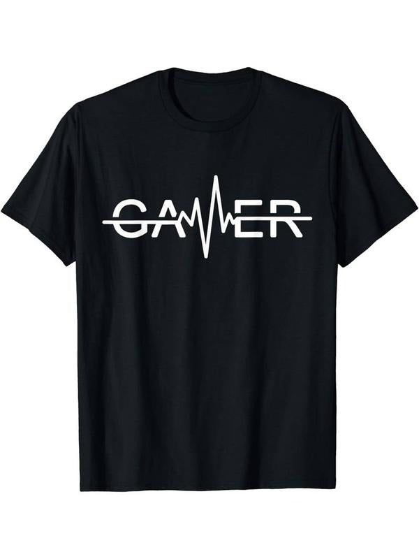 [100% Cotton]Stylish Gamer Crew Neck T-Shirt - Men's Fashionable Summer Short Sleeve Sports Tee - Comfortable, Versatile, and Breathable for Outdoor Activities