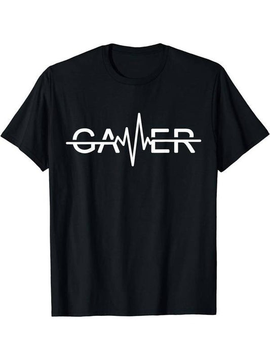 [100% Cotton]Stylish Gamer Crew Neck T-Shirt - Men's Fashionable Summer Short Sleeve Sports Tee - Comfortable, Versatile, and Breathable for Outdoor Activities