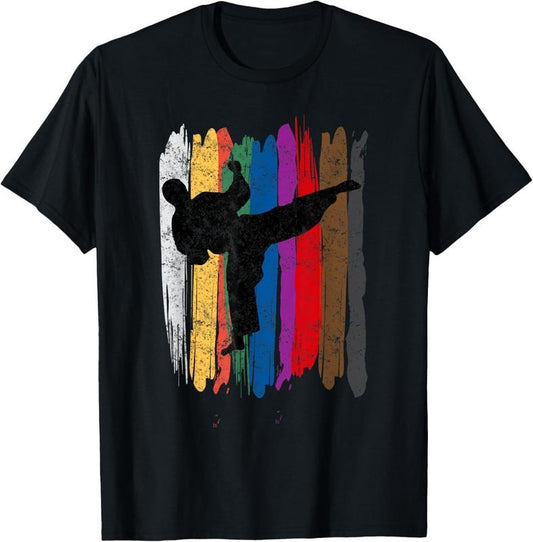 100% Cotton Taekwondo Belts Silhouette Distressed Martial Arts Gift T-Shirt