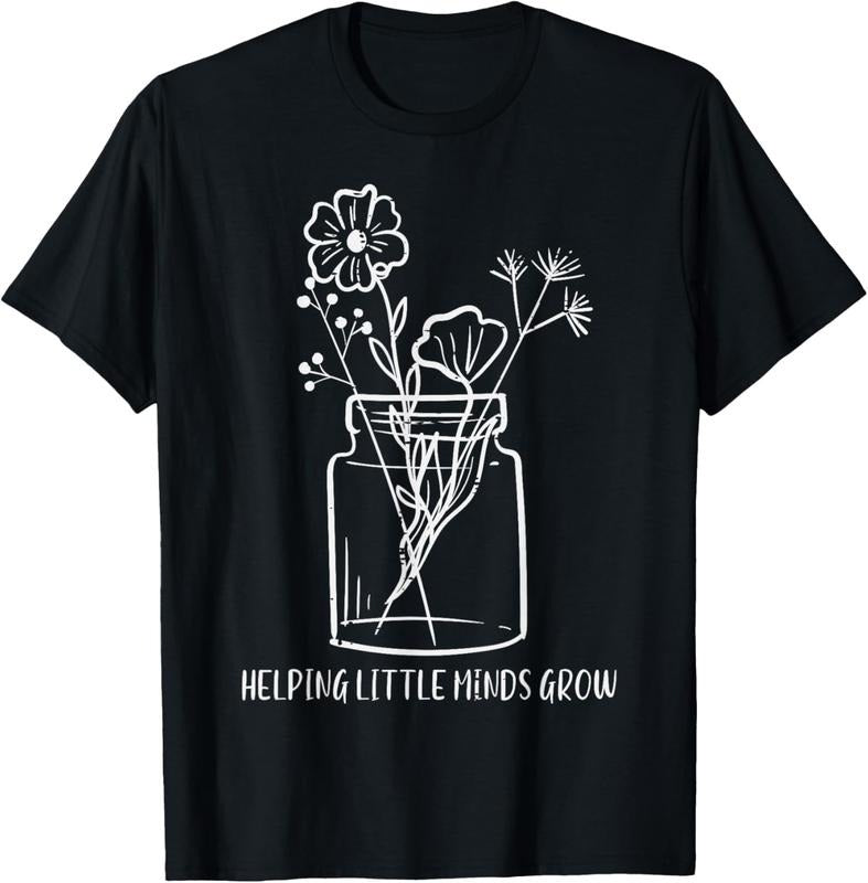 100% Cotton Teacher Helping Little Minds Grow Sped Inspirational Women T-Shirt