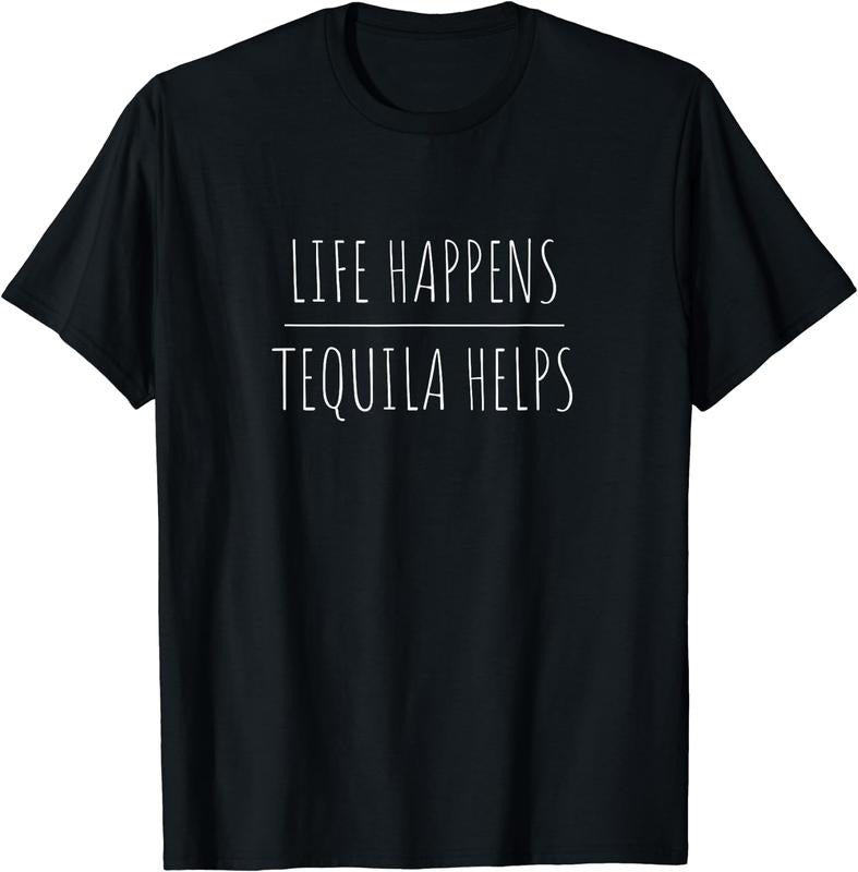 [100% Cotton]Tequila Helps Shirt - Funny Tequila T-Shirt T-Shirt Black