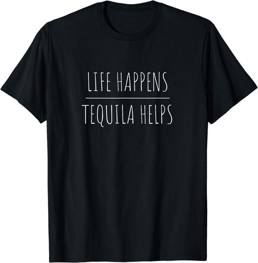 [100% Cotton]Tequila Helps Shirt - Funny Tequila T-Shirt T-Shirt Black