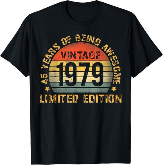100% Cotton Turning 45 Birthday Decorations Men 45th BDay 1979 Birthday T-Shirt
