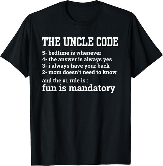 100% Cotton Uncle Code Art For Men First Time Uncle Brother Nephew Niece T-Shirtstyle{n002}2