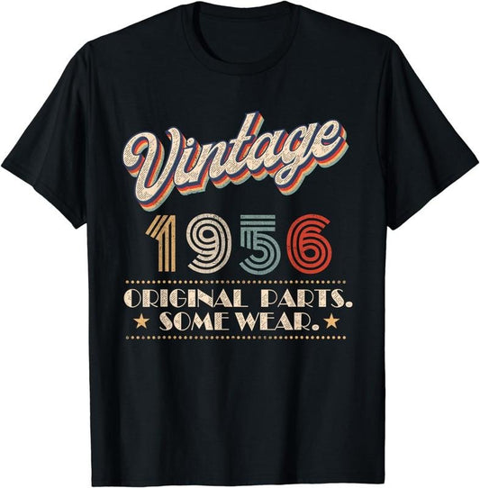 [100% Cotton]Vintage 1956 Original Parts Year Of Birth Birthday Plus-size breathable T-Shirt