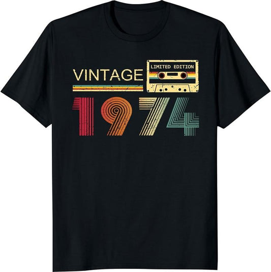 [100% Cotton]Vintage 1974 T Shirts for Men 50th Birthday Gifts for Men Dad Fathers Day Birthday Gifts for Husband Friend 1974 Tshirt