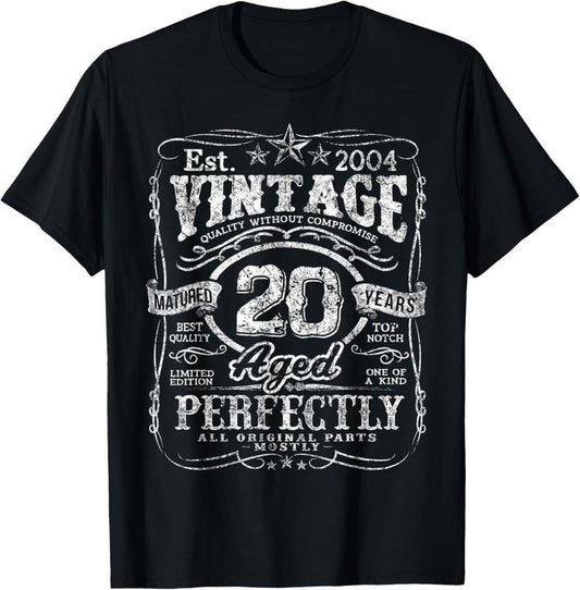 100% Cotton Vintage 2004 Limited Edition 20 year old Gifts 20th Birthday T-Shirt