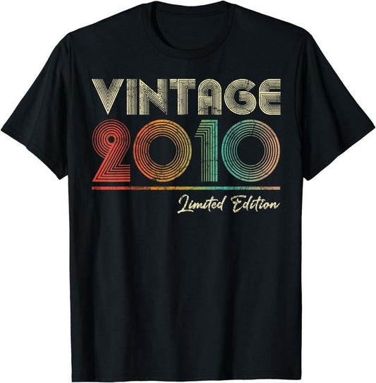 [100% Cotton]Vintage 2010 14 Year Old 14th Birthday Gift for Girls Boys T-Shirt