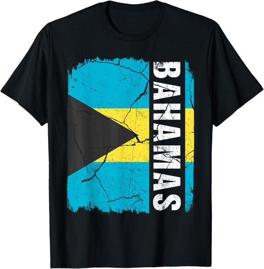 100% Cotton Vintage Bahamian Flag Bahamas Pride Roots Heritage T-Shirt