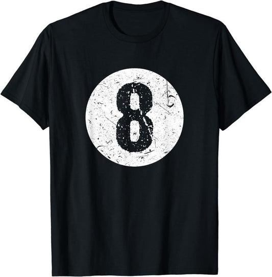 [100% Cotton]Vintage Faded 8 Ball Billiards Player Design T-Shirt